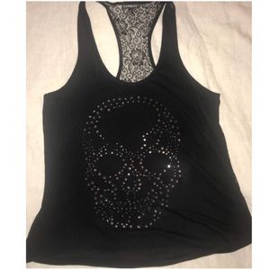 Express Jeweled Skull Lace back Tank